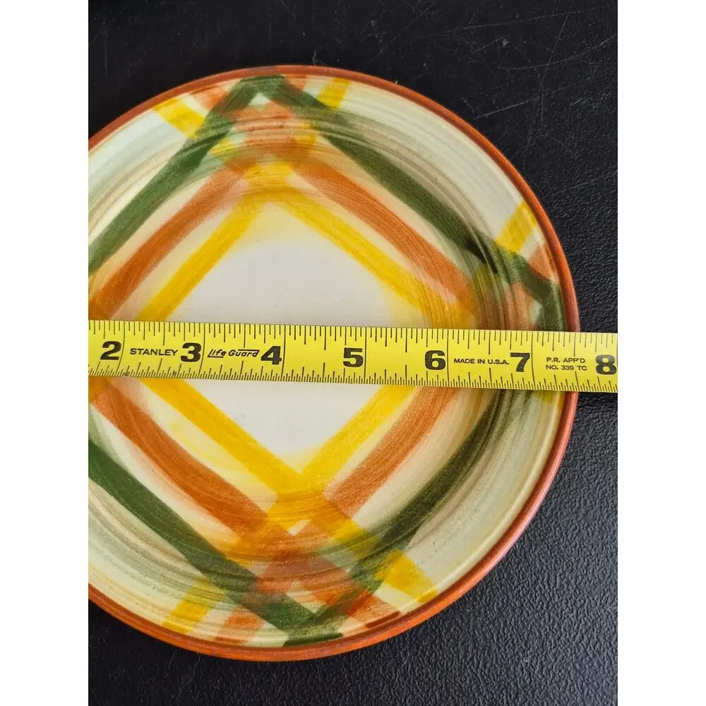 Vintage Vernon Kilns Homespun 7.5 in Salad Plates Cheerful MCM Western USA Lot 2